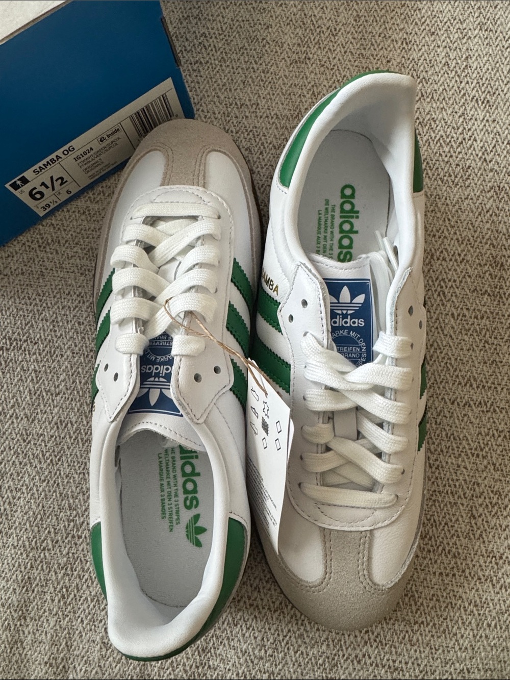 NWT Adidas OG Green Stripe Samba - Picture 2 of 4